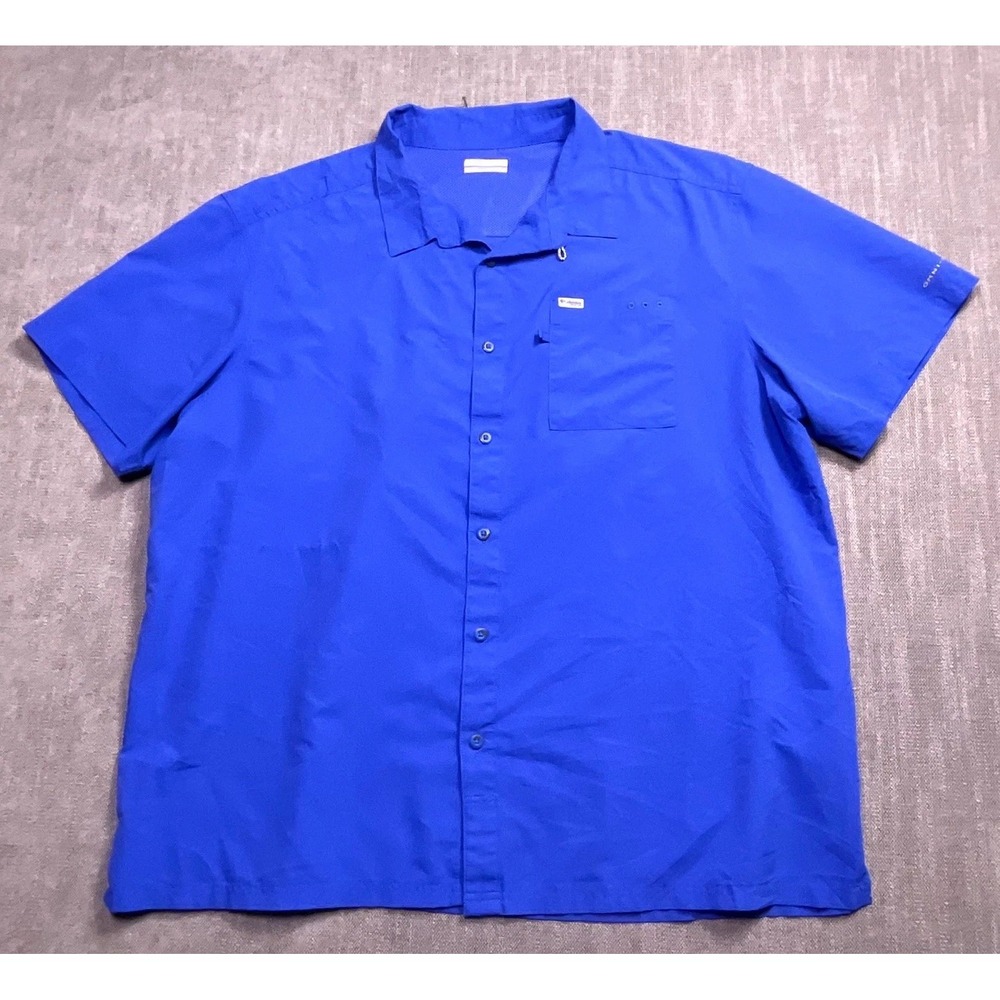 Columbia Sportswear Fishing Shirt Mens 2XL Royal Blue Mesh Vented Back PFG